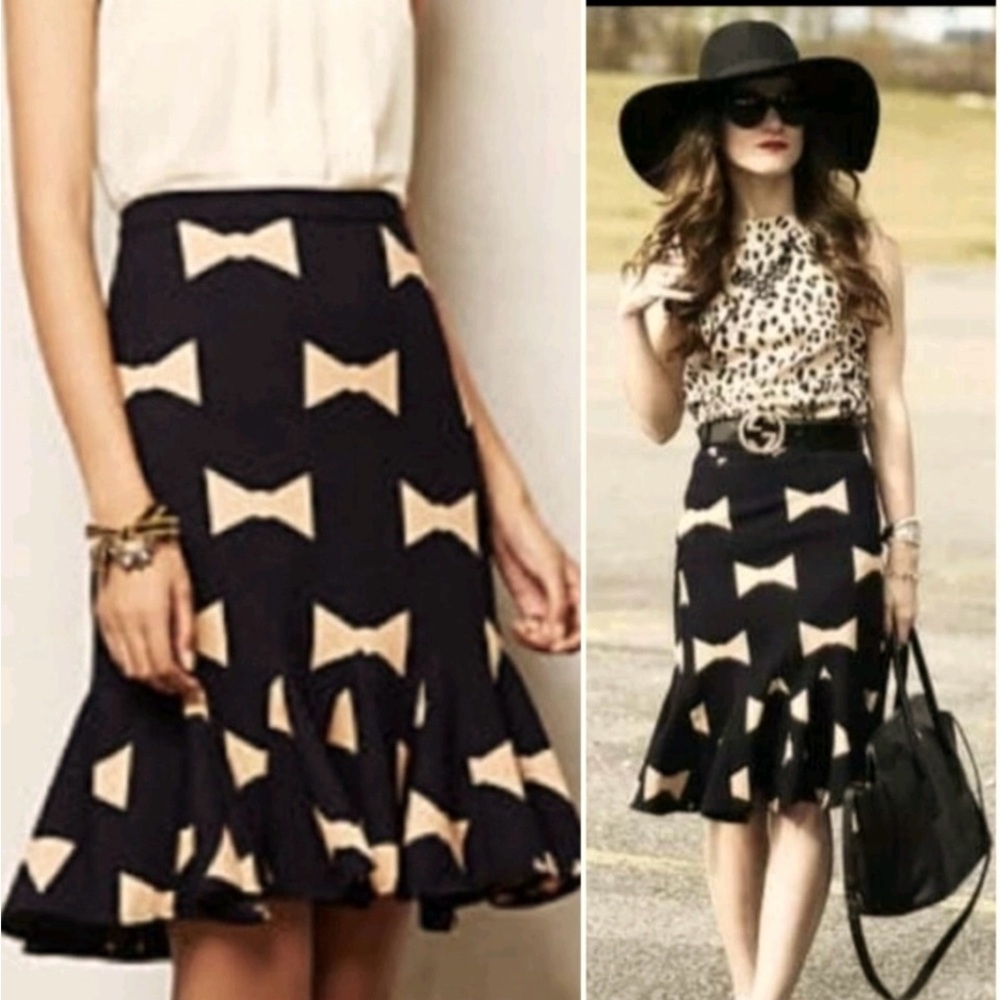 Eva Franco for Anthropologie Bow Print Trumpet Skirt by- New w/out tags - Picture 11 of 11